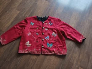 Maggie Barnes 3XL Red Butterfly Jacket - Picture 1 of 5