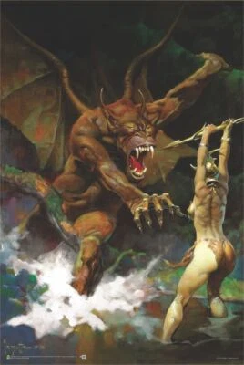 Beauty and The Beast by Frank Frazetta Non-Flocked Blacklight Poster 24" x 36" - Image 1 of 4