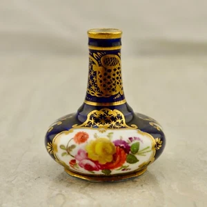 Antique C.19th Georgian Coalport Spode Derby floral painted miniature vase (1) - Picture 1 of 7
