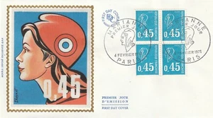 Enveloppe 1er jour Marianne de Becquet 0.45 1971 soie FDC 2 - Picture 1 of 2