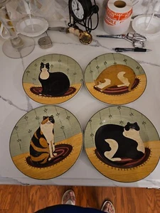 Vintage Warren Kimble Sakura 2000  CAT COLLECTION FULL SET of 4 Plates - Picture 1 of 9