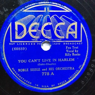 78 rpm Decca 778, Noble Sissle, Billy Banks, Lena Horne, Harlem, Love, jazz V+ - Image 1 of 3