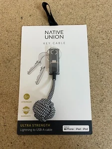 Native Union Key Cable Lightning to USB-A High Speed Cable MFi-Certified (Zebra) - Picture 1 of 3