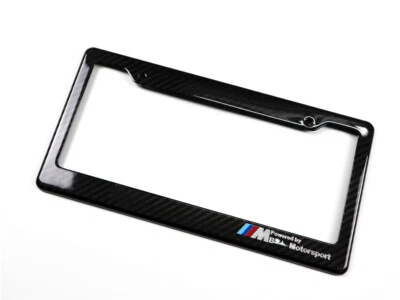Real Carbon Fiber License Plate Frame Tag Cover for BMW Series 1 2 3 4 5 M - Image 1 of 4