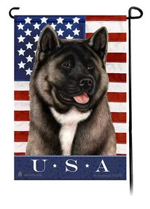 Patriotic USA Garden Flag - Silver Akita 001B - Picture 1 of 1