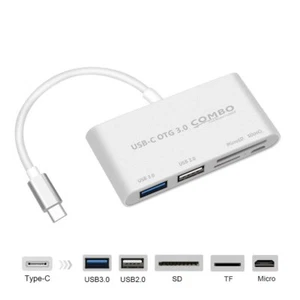 5in1 Type-C 3.1 OTG USB 3.0 2.0 Hub TF/SD/MicroSD Card Reader Combo For Laptop - Picture 1 of 13