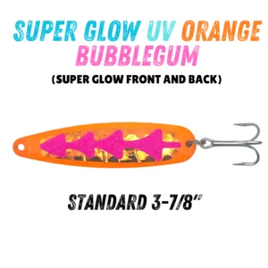 Super Glow Orange Bubblegum Trolling Spoon for Fishing - SALMON TROUT WALLEYE - Picture 1 of 2
