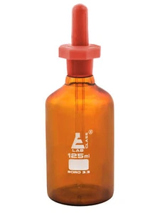 Dropping Bottle, 125ml (4.2oz) - Amber Colored Borosilicate Glass - Eisco Labs - Picture 1 of 3