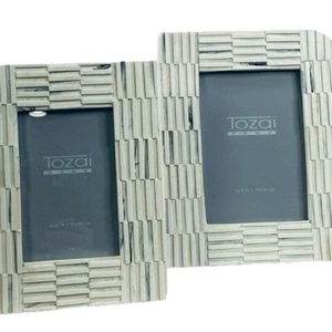Tozai Home Picture Frame Photo Frame 4 x 6 in 5 x 7 in Modern Ridges Set of 2  - Picture 1 of 8