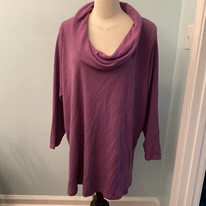 Roaman's Plus Size 4X (34/36) Woman's Purple Cowl Neck Tunic Pullover EUC - Picture 1 of 9