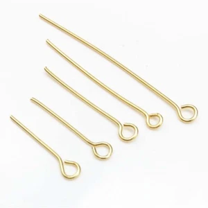 200pcs Stainless Steel Gold Eye Pins Needles Jewelry Making Findings 18-40mm - Picture 1 of 5
