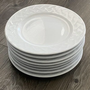 8 Oneida Picnic Bread & Butter Dessert White Embossed 6" Plates Holiday Wedding - Picture 1 of 7