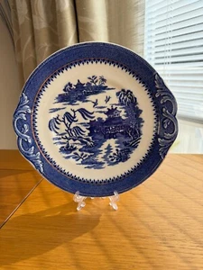 Vintage Likely Booths Real Old Willow Tab Handled Cake Plate 24 cm Across - Picture 1 of 4