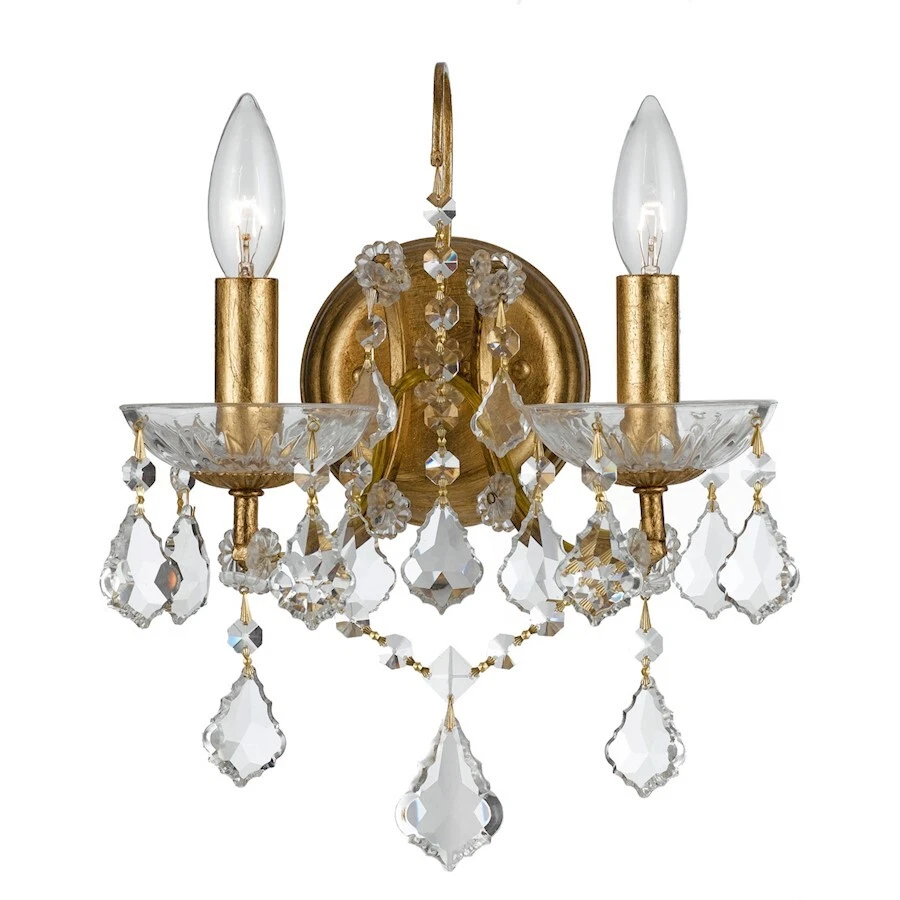 Crystorama Filmore 2 Light Clear Crystal Gold Sconce - 4452-GA-CL-MWP - Image 1 of 1