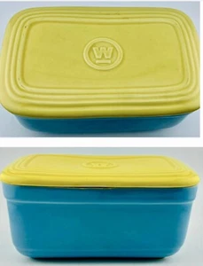 Vintage WestingHouse Butterdose blau/gelb Keramik mit Deckel *RAR - Bild 1 von 13