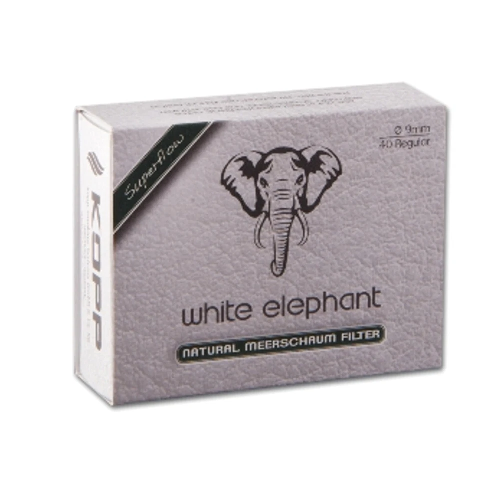 White Elephant Natur Meerschaum Filter 9 mm Pfeifen Filter 40Stück(0,133€=1St)  - Bild 1 von 1