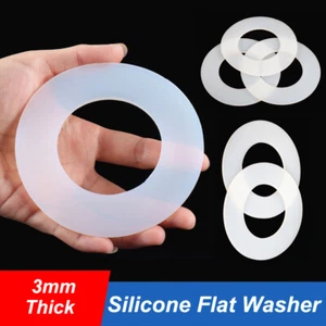 White Silicone High Temp FDA Flat Ring Rubber Washer Seal Gaskets 3mm Thick - Picture 1 of 8