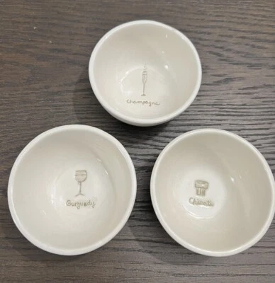 "Tres (3) tazones de 4"" para sumergir aperitivo Williams Sonoma serie vino y queso" Foto 1 de 4
