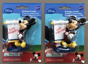 Lot of 2 Wilton Disney's Mickey Mouse "Let's Celebrate" Birthday Cake Candles 3" - Picture 1 of 4