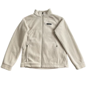 Columbia Jacket Youth L White Fleece Full Zip Sweater Pockets Girls 14/16 Hiking - Picture 1 of 12