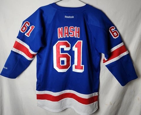 Reebok Youth L New York Rangers Rick Nash #61 Blue / Red NHL Hocky Jersey Cover