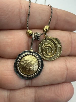 SILPADA Oxidized Sterling Silver Brass Pendants "Dawn to Dusk" Necklace - 6.1g - Image 1 of 4