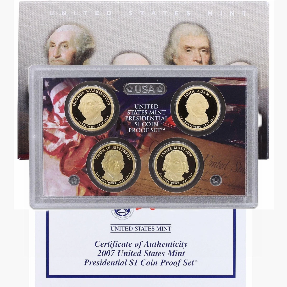 ★アンティーク★ アメリカ　2007 $1 4pc 大統領ドル セット ★ s-l1200.webp