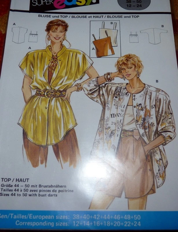 *LOVELY VTG 1980s TOPS BURDA Sewing Pattern 12-14-16-18-20-22-24 Uncut - Image 1 of 1