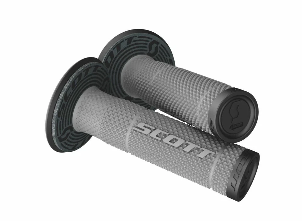 SCOTT SX2 Diamond Pattern Dual Density 7/8" Dirt Bike MX Grips Grey/Black - Image 1 of 1