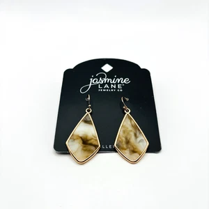 Jasmine Lane Statement Earrings Marbled Acrylic Drop Gold Tone New on Card - Picture 1 of 4