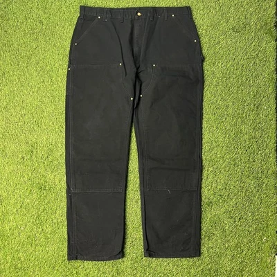 Vintage 90s Carhartt Double Knee Pants Size 44x34 Black Duck Dungaree USA Made - Image 1 of 4