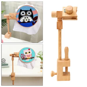 Solid Natural Wood Embroidery Hoop Stand Holder Rack Cross Stitch Frame - Picture 1 of 12