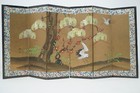 Japanese Folding Screen Small Byoubu Vintage Original from Japan 0530D4