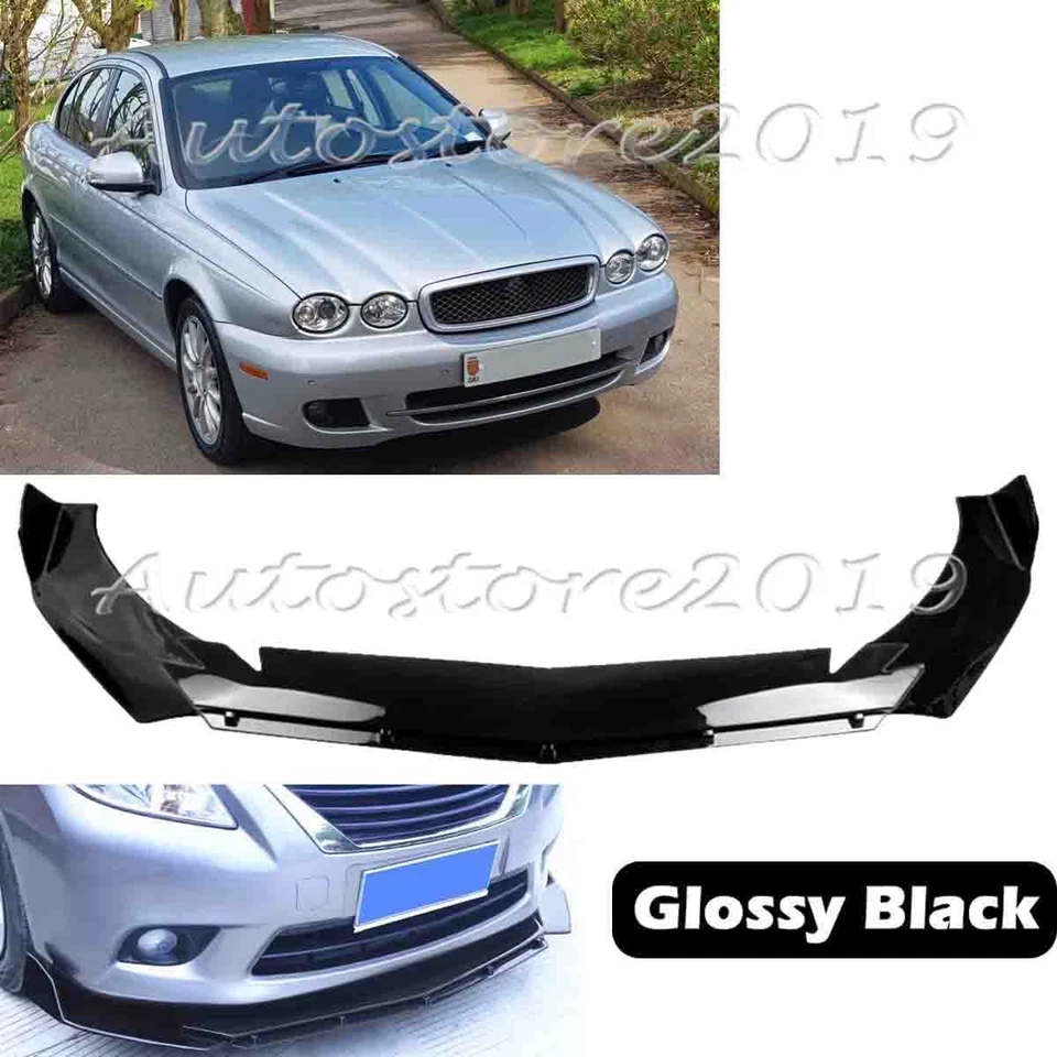 Add-on Universal Jaguar X-Type 2002-08 Front Bumper Lip Splitter Spoiler Glossy Foto 1 de 4