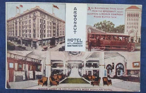 Postal de autobús Adv ca1910 San Francisco California Argonaut Hotel & Lincoln Co - Imagen 1 de 2