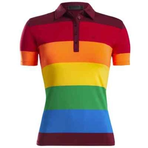 G/Fore Rainbow Stripe Polo Top Size L XL Damen Golf Shirt GFore Neu mit Etikett - Bild 1 von 2