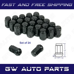 24 Bulge Acorn Lug Nuts M12x1.5 Black 1.4" Tall - Picture 1 of 4