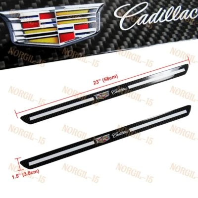 For Cadillac Carbon Fiber Car Door Welcome Plate Sill Scuff Cover Decal Sticker - Image 1 of 4