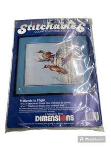 "Cuciture - Mallards in Flight 1986 punto a croce contato 7866 nuovo 14"x11" - Foto 1 di 2