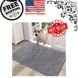Dog Door Mat for Muddy Paws, Absorbs Moisture and Dirt, Non-Slip Washable Mat, Q - Picture 1 of 9