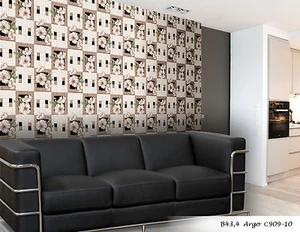 vinyl Wallpaper double rolls beige wall coverings floral tiles peony textured 3D - Picture 1 of 6