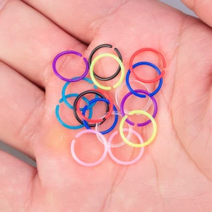 16Pcs 20G Flexible Colorful Acrylic Nose Ring Lip Hoops Retainer Septum Jewelry - Picture 1 of 13