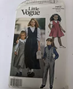 1990 LITTLE VOGUE 7952 Children's Girls' Jumper Jumpsuit Size 7 8 10 CUT - Picture 1 of 2