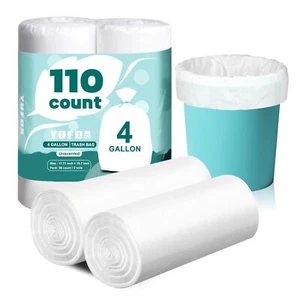 110 Count4 Gallon Trash Bagssmall Trash Bags Bathroom White Small Trash Bag For - Picture 1 of 7