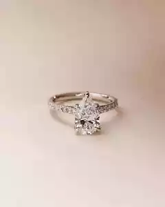2 CT Pear Cut Moissanite Solitaire Ring Hidden Halo Wedding Ring 14K White Gold - Picture 1 of 5