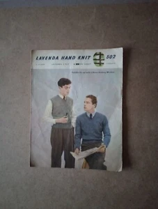Vintage 1950s Lister Men's V Neck & Sleeveless Pullover Knitting Pattern 502 - Picture 1 of 3