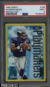1996 Topps Finest Refractor #196 Warren Moon Minnesota Vikings HOF PSA 9 MINT