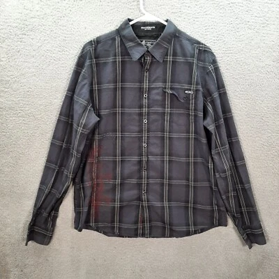 Fox Racing Shirt Adult Extra Large Black Gray Plaid Motocross Supercross Y2K - Image 1 of 4