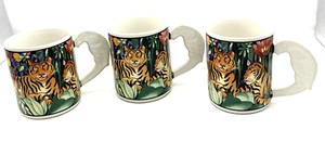 Three Vitromaster 1993 Rain Forest Tiger/Parrot by Sue Zipkin 12-oz Ceramic Mug - Picture 1 of 10