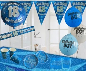 Age 18 / 18th birthday blue themed party decorations & party table decorations - Picture 1 of 53